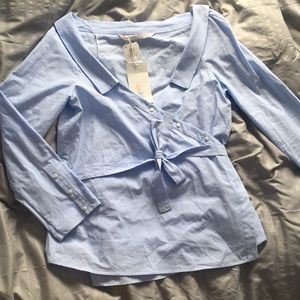Zara Baby blue wide neck shirt